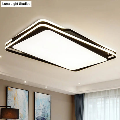 DecorBites™ DecorBites™ Black Geometrical Flush Mount Ceiling Lamp - Minimalist LED Metal Lighting in White/Warm Light, 23.5"/35.5" Wide