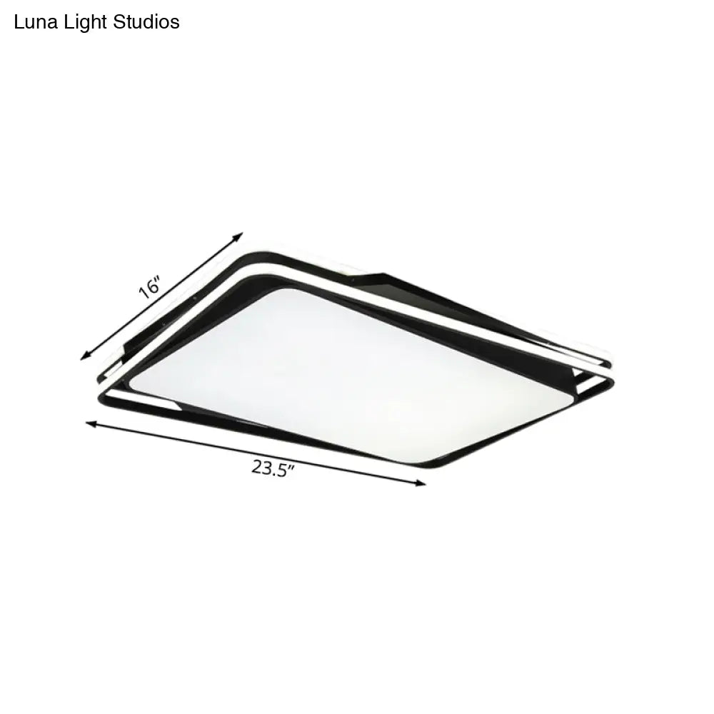 DecorBites™ DecorBites™ Black Geometrical Flush Mount Ceiling Lamp - Minimalist LED Metal Lighting in White/Warm Light, 23.5"/35.5" Wide