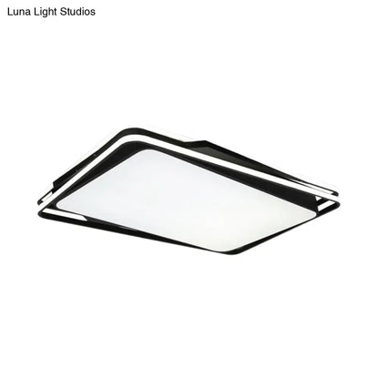 DecorBites™ DecorBites™ Black Geometrical Flush Mount Ceiling Lamp - Minimalist LED Metal Lighting in White/Warm Light, 23.5"/35.5" Wide