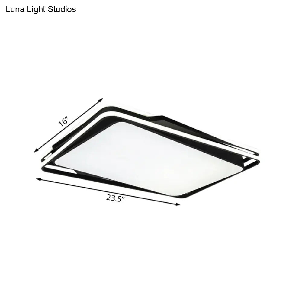 DecorBites™ DecorBites™ Black Geometrical Flush Mount Ceiling Lamp - Minimalist LED Metal Lighting in White/Warm Light, 23.5"/35.5" Wide