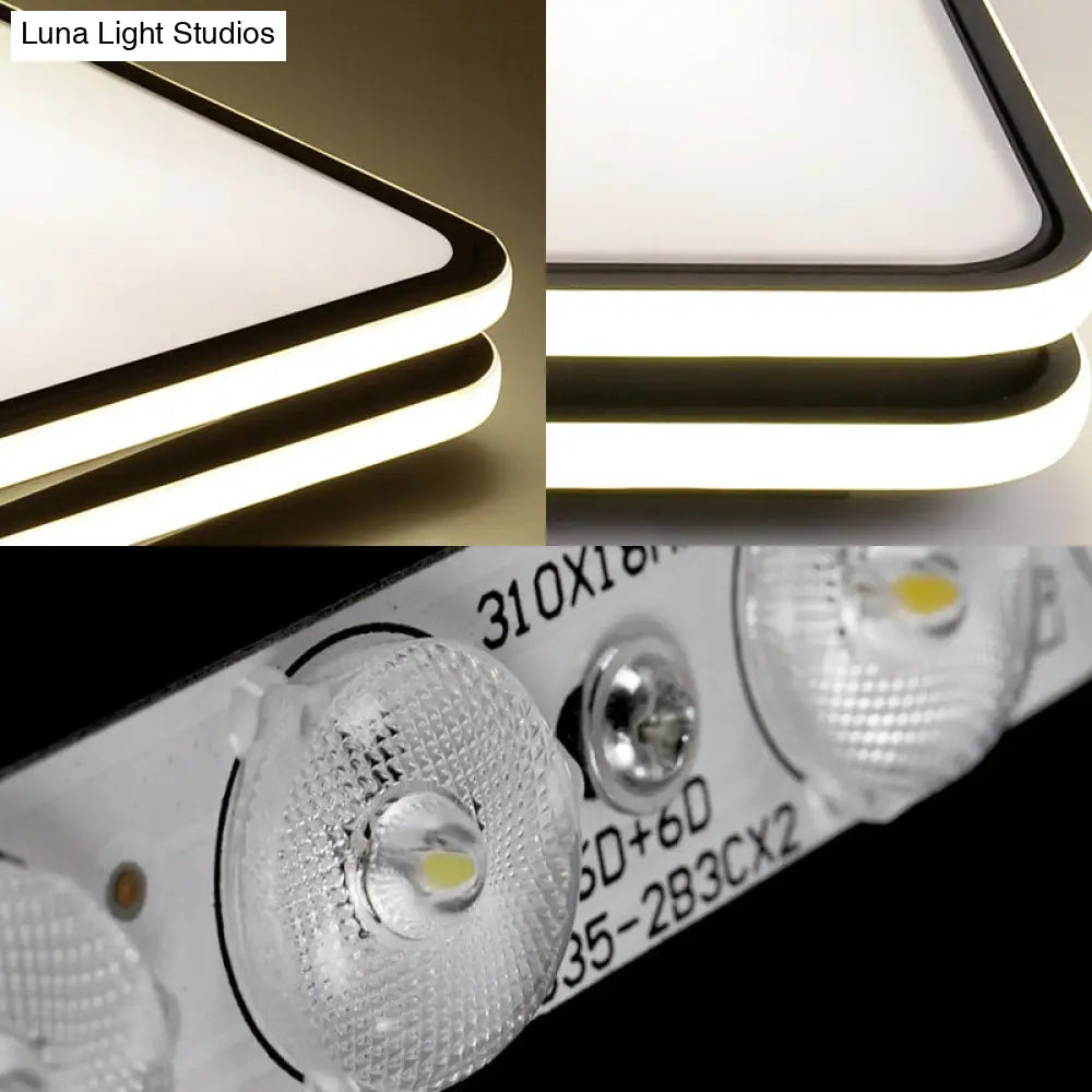 DecorBites™ DecorBites™ Black Geometrical Flush Mount Ceiling Lamp - Minimalist LED Metal Lighting in White/Warm Light, 23.5"/35.5" Wide