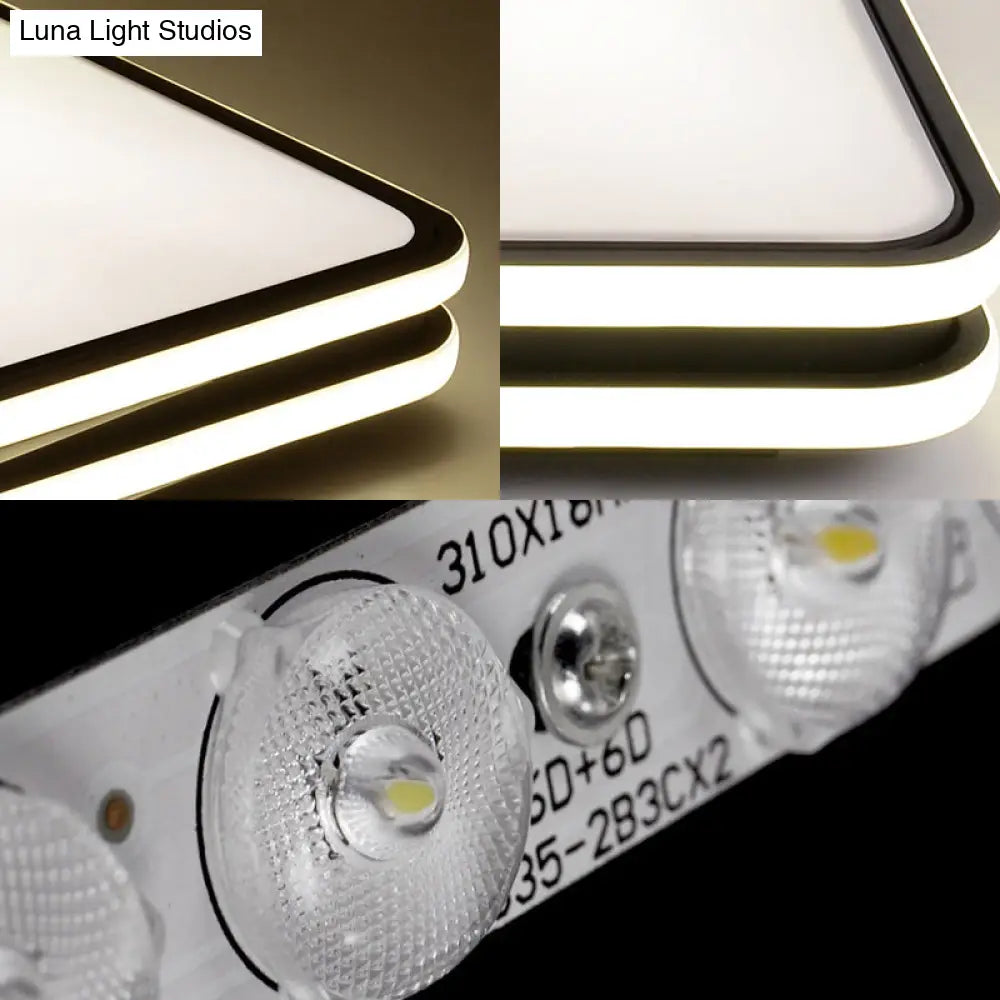 DecorBites™ DecorBites™ Black Geometrical Flush Mount Ceiling Lamp - Minimalist LED Metal Lighting in White/Warm Light, 23.5"/35.5" Wide