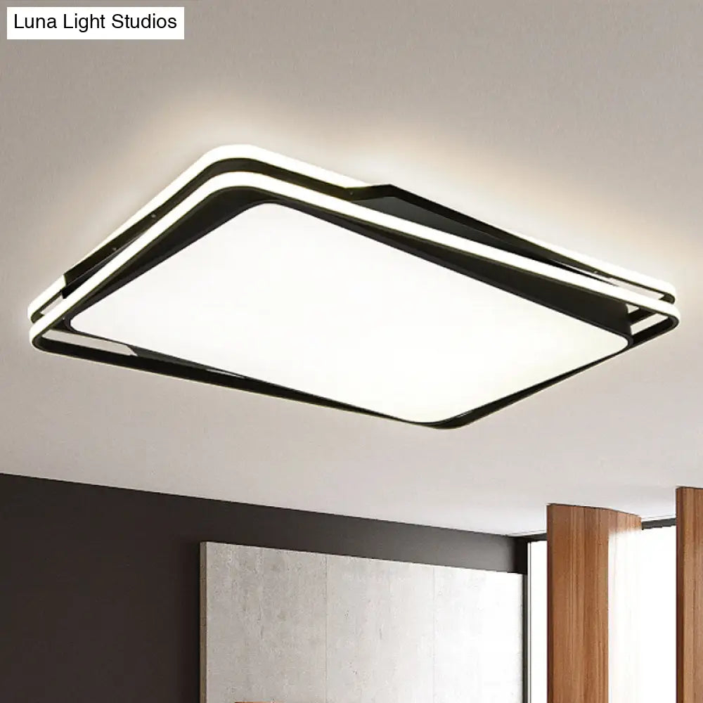 DecorBites™ DecorBites™ Black Geometrical Flush Mount Ceiling Lamp - Minimalist LED Metal Lighting in White/Warm Light, 23.5"/35.5" Wide