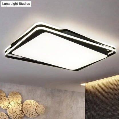 DecorBites™ DecorBites™ Black Geometrical Flush Mount Ceiling Lamp - Minimalist LED Metal Lighting in White/Warm Light, 23.5"/35.5" Wide