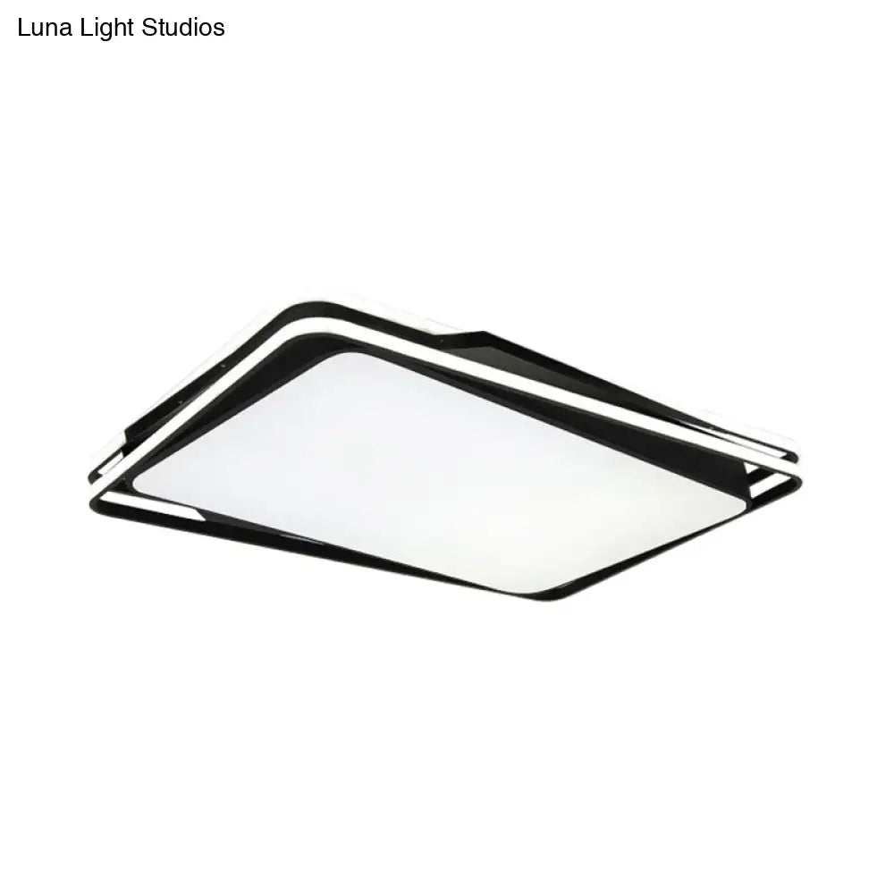 DecorBites™ DecorBites™ Black Geometrical Flush Mount Ceiling Lamp - Minimalist LED Metal Lighting in White/Warm Light, 23.5"/35.5" Wide