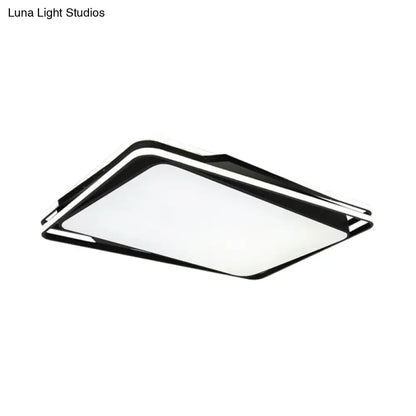 DecorBites™ DecorBites™ Black Geometrical Flush Mount Ceiling Lamp - Minimalist LED Metal Lighting in White/Warm Light, 23.5"/35.5" Wide