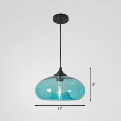 Black Glass Dining Pendant Light with Modern Ellipse Suspension - 1 Head Fixture