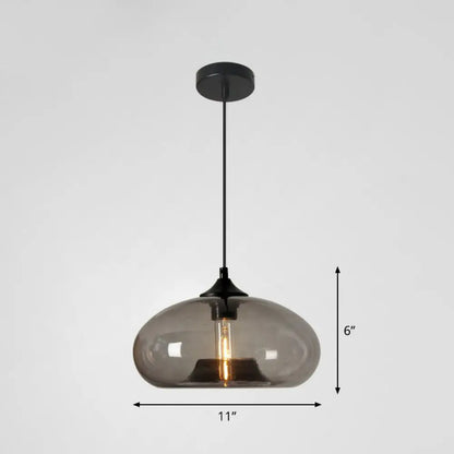 Black Glass Dining Pendant Light with Modern Ellipse Suspension - 1 Head Fixture