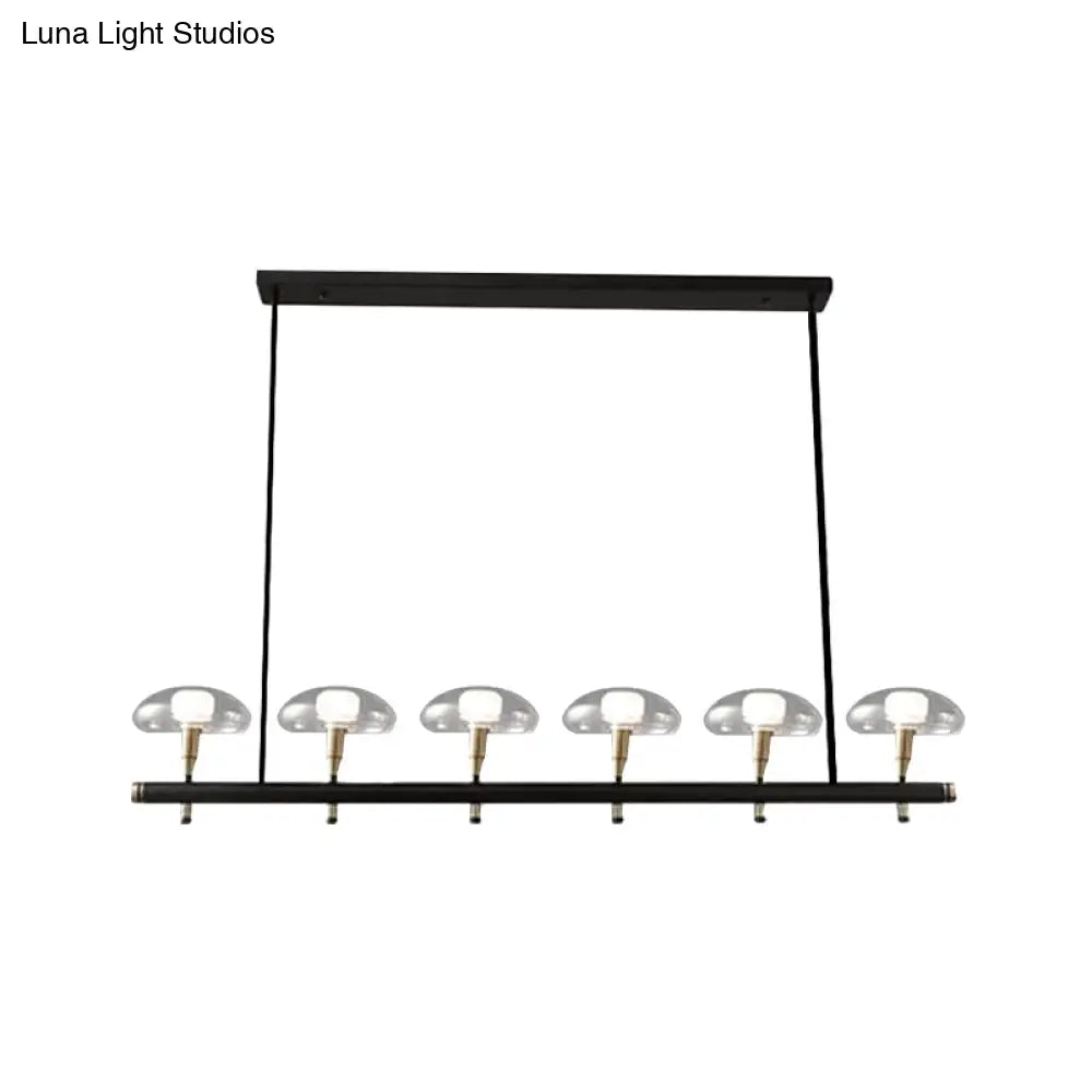 مصباح معلق على شكل جزيرة من الزجاج الأسود من DecorBites™ مع ظلال شفافة على شكل فطر مقاس 4/6 - مثالي للمطاعم