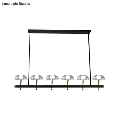 مصباح معلق على شكل جزيرة من الزجاج الأسود من DecorBites™ مع ظلال شفافة على شكل فطر مقاس 4/6 - مثالي للمطاعم