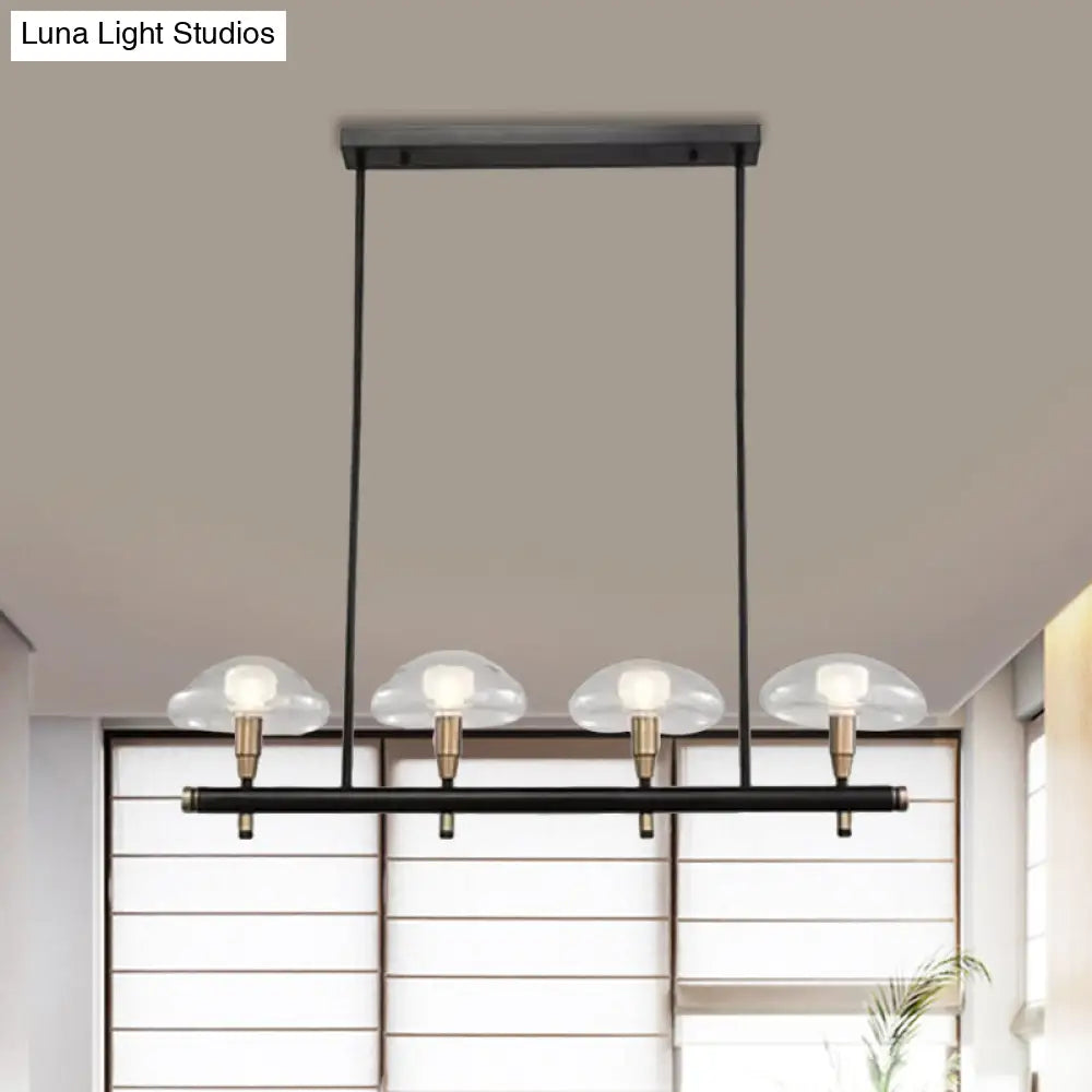 مصباح معلق على شكل جزيرة من الزجاج الأسود من DecorBites™ مع ظلال شفافة على شكل فطر مقاس 4/6 - مثالي للمطاعم