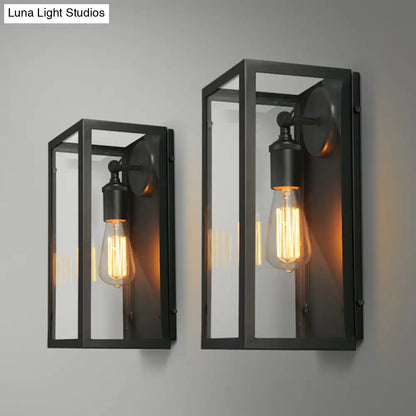 Aplique rectangular de cristal negro - Lámpara de pared tradicional con iluminación ascendente/descendente para dormitorio