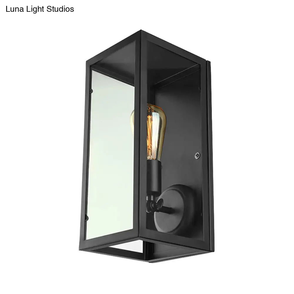 Aplique rectangular de cristal negro - Lámpara de pared tradicional con iluminación ascendente/descendente para dormitorio