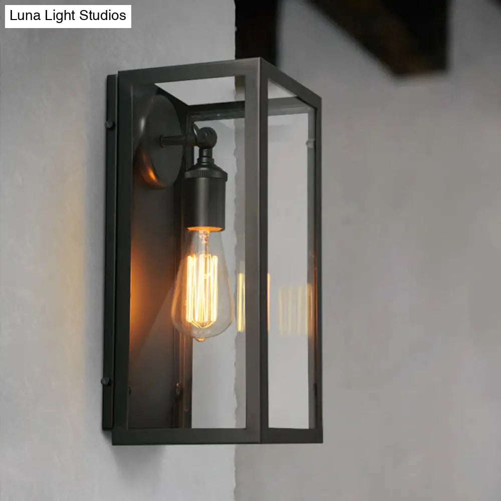 Aplique rectangular de cristal negro - Lámpara de pared tradicional con iluminación ascendente/descendente para dormitorio