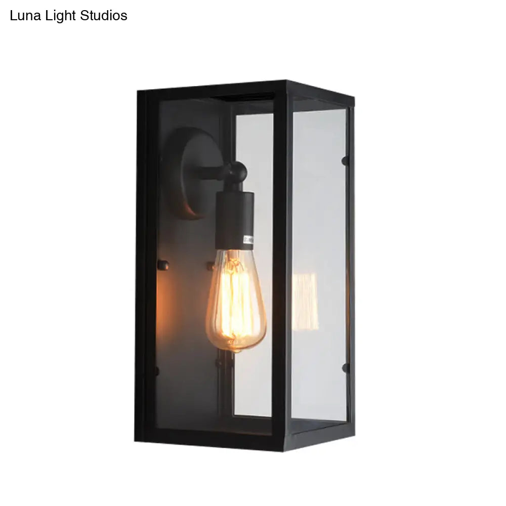 Aplique rectangular de cristal negro - Lámpara de pared tradicional con iluminación ascendente/descendente para dormitorio