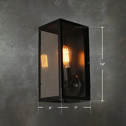 DecorBites™ Black Glass Rectangular Box Wall Lamp - Simplicity 1 Head Corridor Light Fixture