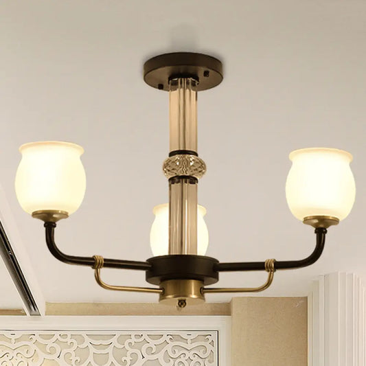 DecorBites™ Black Glass Semi Flush Ceiling Light Fixture - Jar Shaped Traditional Design (3/6 Lights) for Living Room