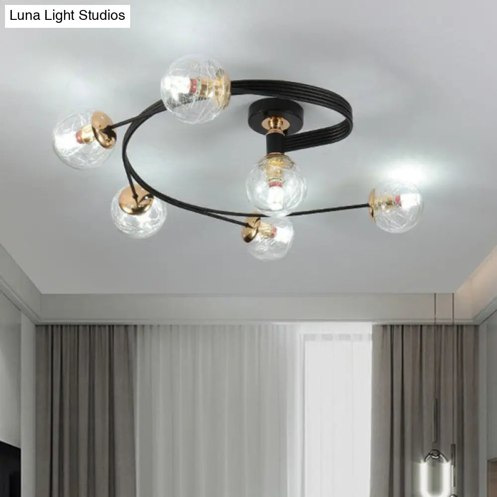 DecorBites™ DecorBites™ Black Glass Sphere Semi Flush Ceiling Mount Lamp with Elegant Spiral Design