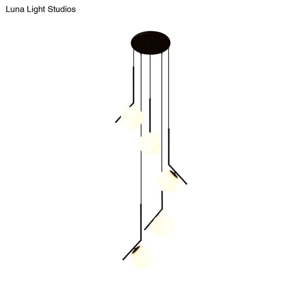 ثريا ديكوربايتس™ متعددة الأضواء باللون الأسود، تركيبات إضاءة زجاجية بسيطة معلقة للسلالم