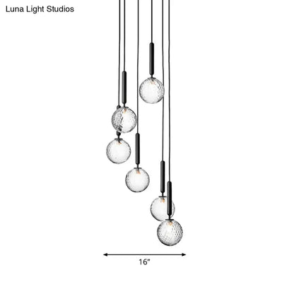 ثريا ديكوربايتس™ متعددة الأضواء باللون الأسود، تركيبات إضاءة زجاجية بسيطة معلقة للسلالم