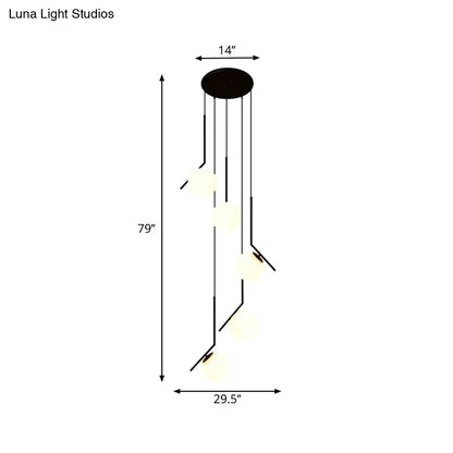ثريا ديكوربايتس™ متعددة الأضواء باللون الأسود، تركيبات إضاءة زجاجية بسيطة معلقة للسلالم