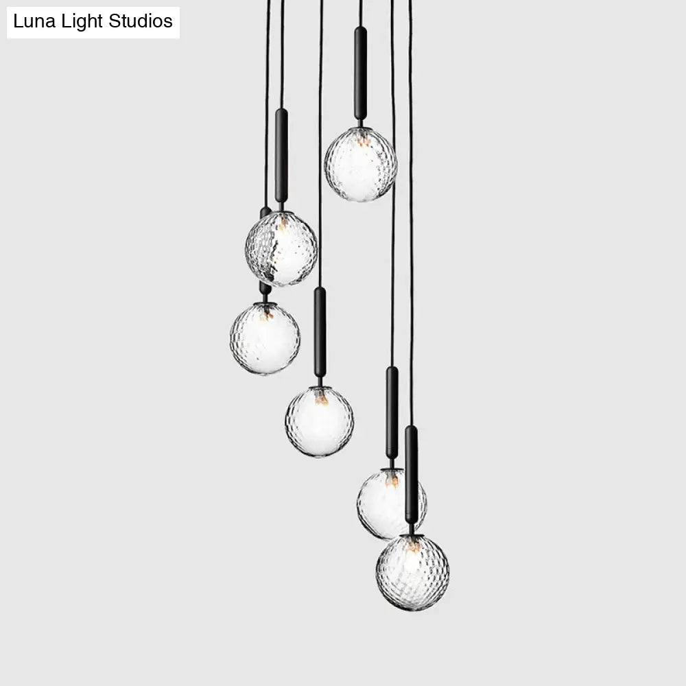 ثريا ديكوربايتس™ متعددة الأضواء باللون الأسود، تركيبات إضاءة زجاجية بسيطة معلقة للسلالم