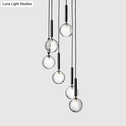 ثريا ديكوربايتس™ متعددة الأضواء باللون الأسود، تركيبات إضاءة زجاجية بسيطة معلقة للسلالم