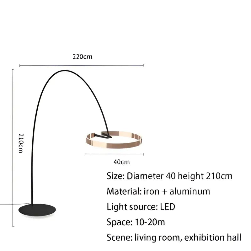 Modern minimalist black and gold arched floor lamp with iron aluminum design for decorbites grote dimbare living room decor
