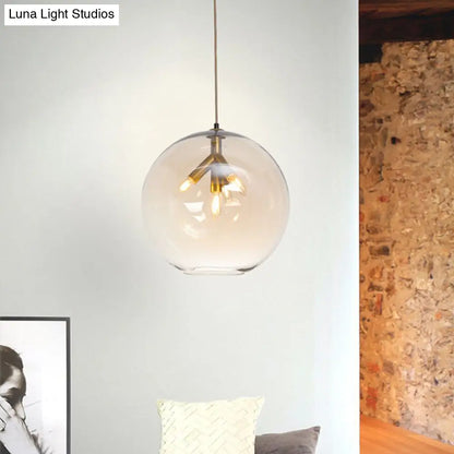 Lámpara de araña triple colgante de globo negro/dorado con cristal transparente - Moderna y mini