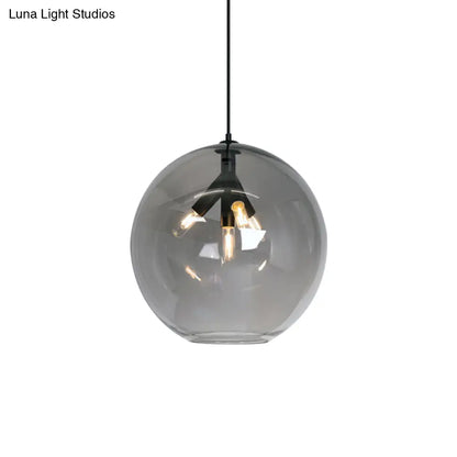 Lámpara de araña triple colgante de globo negro/dorado con cristal transparente - Moderna y mini