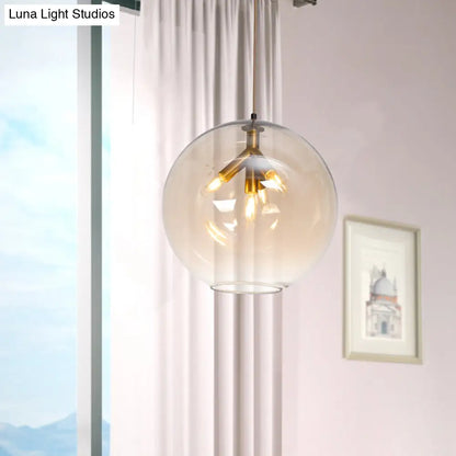 Lámpara de araña triple colgante de globo negro/dorado con cristal transparente - Moderna y mini