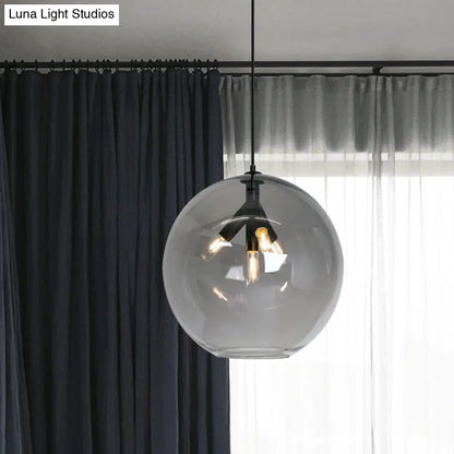 Lámpara de araña triple colgante de globo negro/dorado con cristal transparente - Moderna y mini