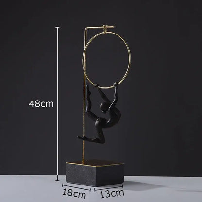 Black and gold gymnastic acrobat resin sculpture on metal stand for elegant living room decorbites gymnastic acrobat