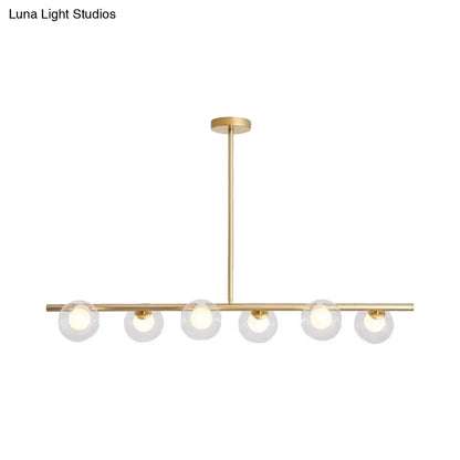 ثريا ديكوربايتس™ المعدنية المعلقة باللونين الأسود والذهبي - كرة زجاجية شفافة لإضاءة جزيرة طاولة الطعام مع 6 مصابيح عصرية