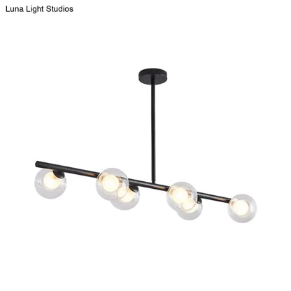 ثريا ديكوربايتس™ المعدنية المعلقة باللونين الأسود والذهبي - كرة زجاجية شفافة لإضاءة جزيرة طاولة الطعام مع 6 مصابيح عصرية