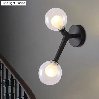 ديكوربايتس™ مصباح حائط فقاعات نورديك أسود/ذهبي مع زجاج شفاف - مصباحان، إضاءة غرفة النوم