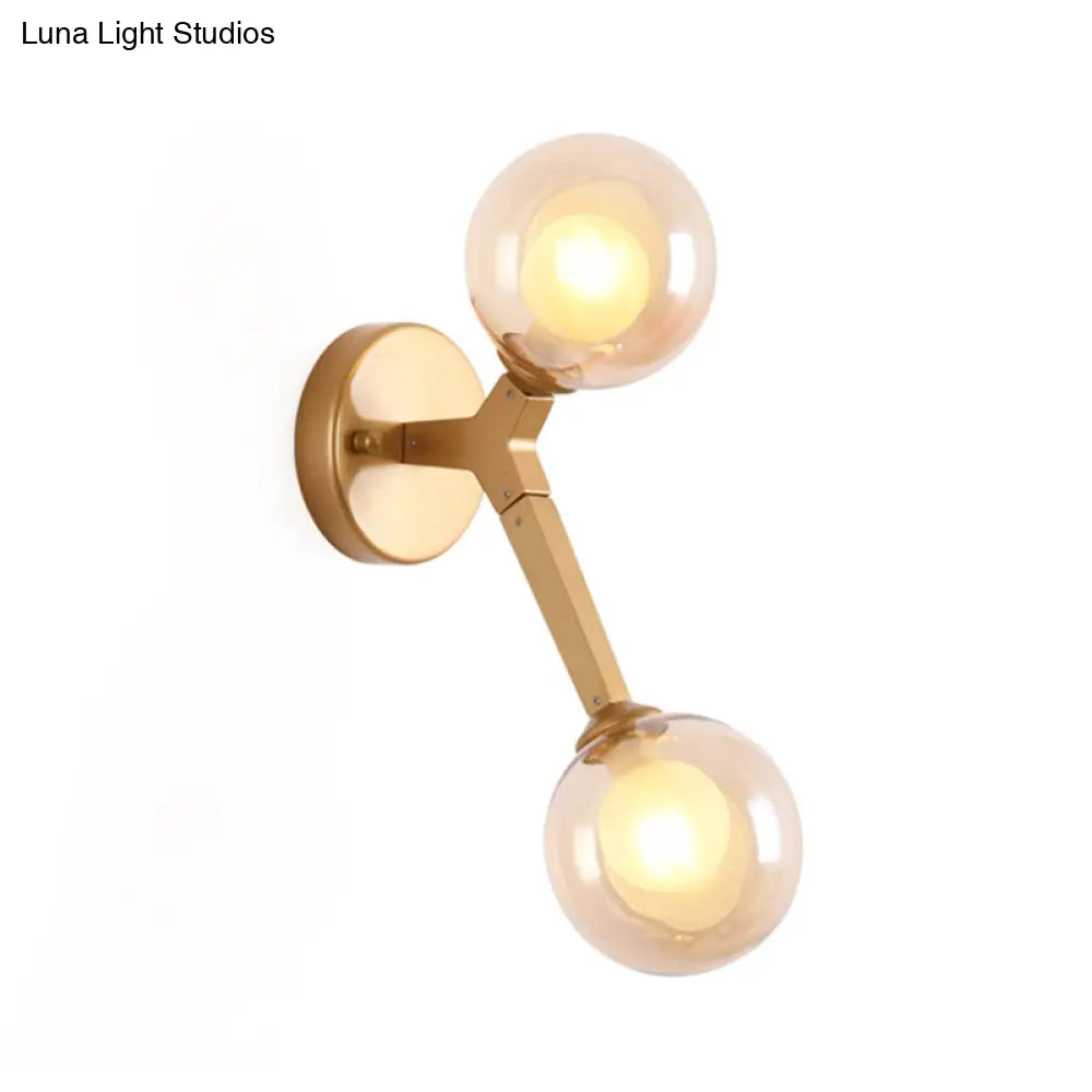 ديكوربايتس™ مصباح حائط فقاعات نورديك أسود/ذهبي مع زجاج شفاف - مصباحان، إضاءة غرفة النوم