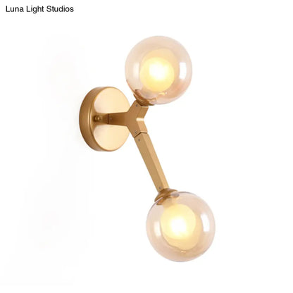 ديكوربايتس™ مصباح حائط فقاعات نورديك أسود/ذهبي مع زجاج شفاف - مصباحان، إضاءة غرفة النوم