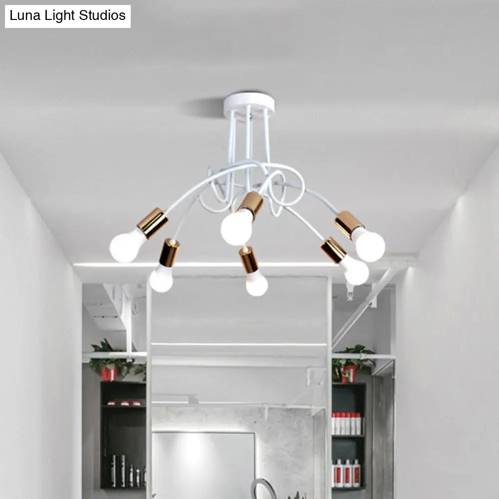 Lámpara de techo semiempotrada industrial trenzada negra/dorada DecorBites™ con bombilla expuesta - 3/5/6 luces, luminaria metálica