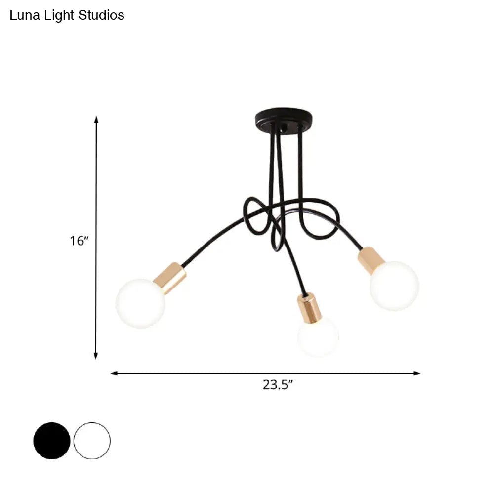 Lámpara de techo semiempotrada industrial trenzada negra/dorada DecorBites™ con bombilla expuesta - 3/5/6 luces, luminaria metálica
