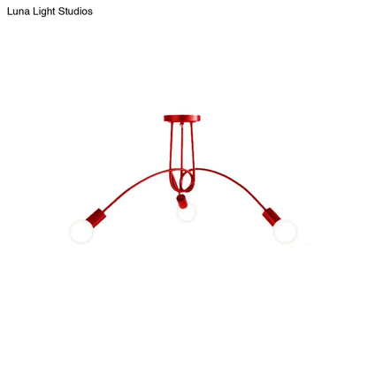 Lámpara de techo semiempotrada industrial trenzada negra/dorada DecorBites™ con bombilla expuesta - 3/5/6 luces, luminaria metálica