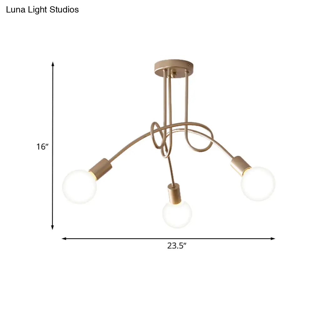 Lámpara de techo semiempotrada industrial trenzada negra/dorada DecorBites™ con bombilla expuesta - 3/5/6 luces, luminaria metálica