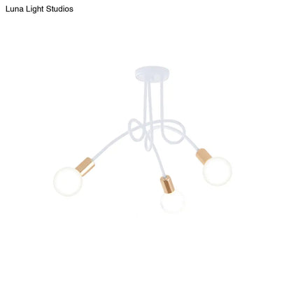 Lámpara de techo semiempotrada industrial trenzada negra/dorada DecorBites™ con bombilla expuesta - 3/5/6 luces, luminaria metálica