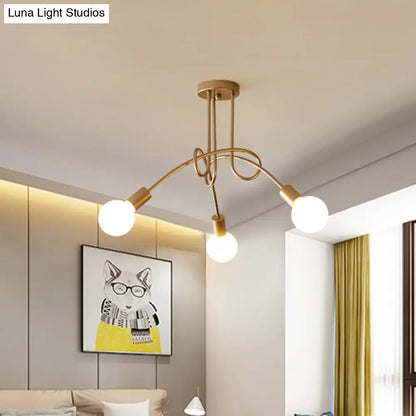 Lámpara de techo semiempotrada industrial trenzada negra/dorada DecorBites™ con bombilla expuesta - 3/5/6 luces, luminaria metálica