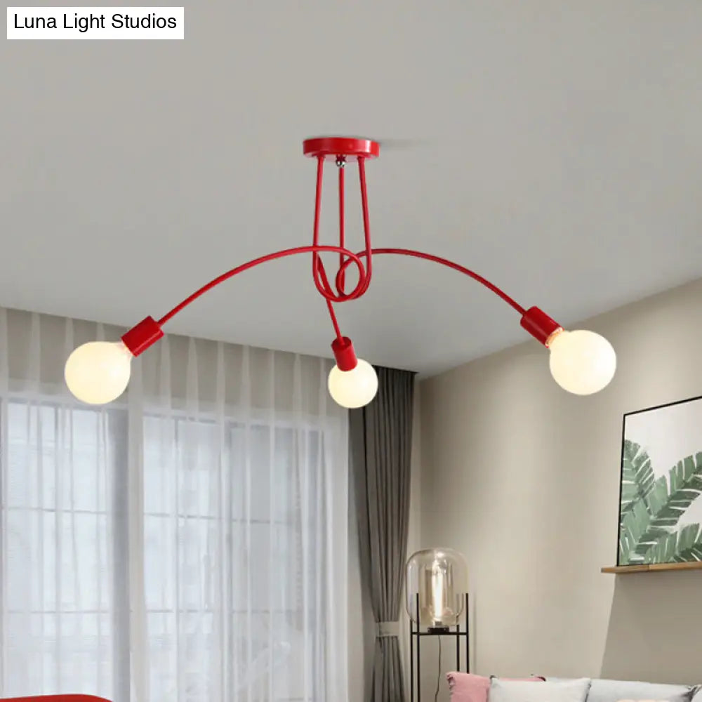 Lámpara de techo semiempotrada industrial trenzada negra/dorada DecorBites™ con bombilla expuesta - 3/5/6 luces, luminaria metálica