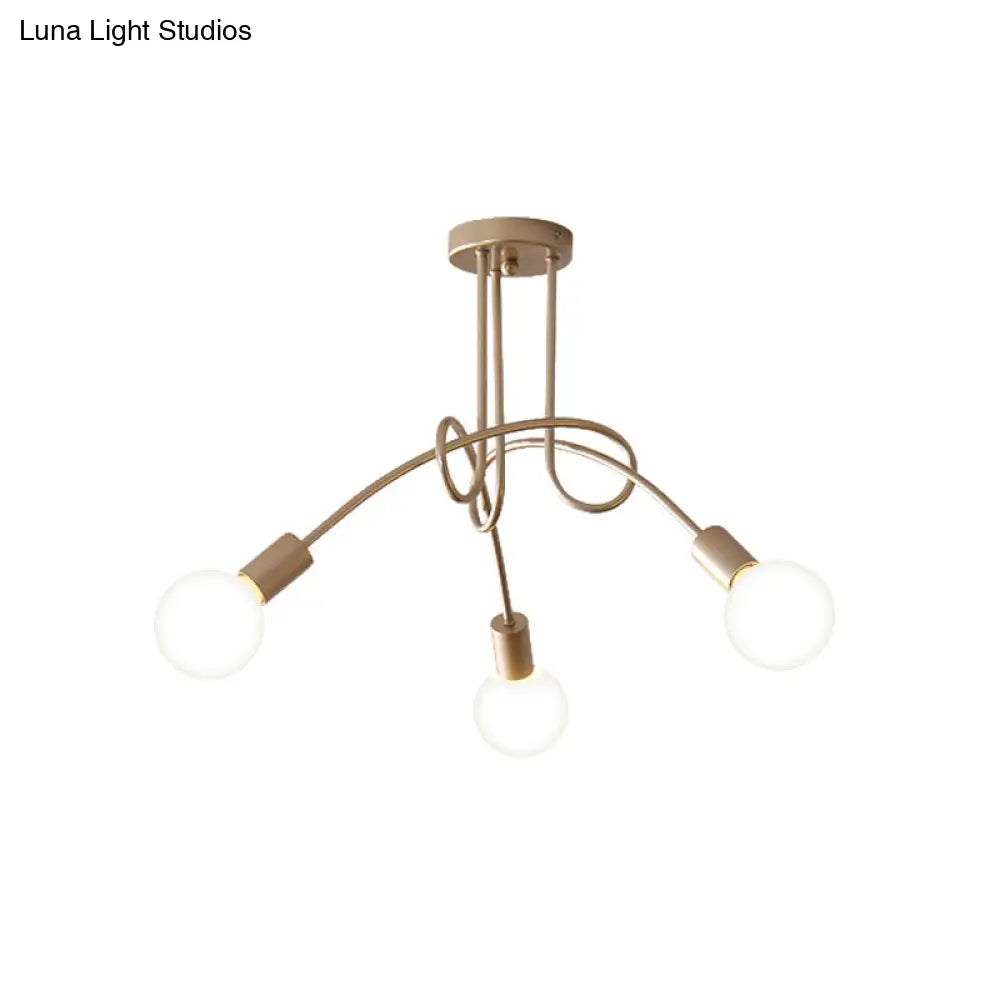 Lámpara de techo semiempotrada industrial trenzada negra/dorada DecorBites™ con bombilla expuesta - 3/5/6 luces, luminaria metálica