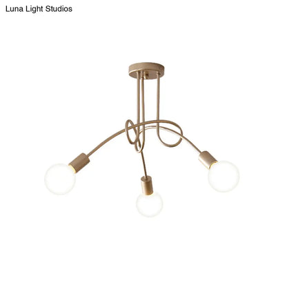 Lámpara de techo semiempotrada industrial trenzada negra/dorada DecorBites™ con bombilla expuesta - 3/5/6 luces, luminaria metálica