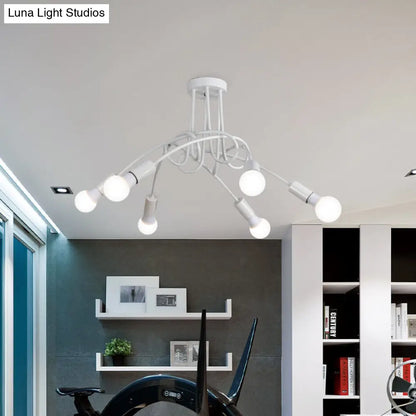 Lámpara de techo semiempotrada industrial trenzada negra/dorada DecorBites™ con bombilla expuesta - 3/5/6 luces, luminaria metálica