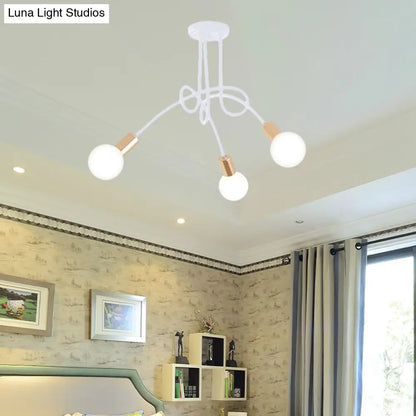 Lámpara de techo semiempotrada industrial trenzada negra/dorada DecorBites™ con bombilla expuesta - 3/5/6 luces, luminaria metálica