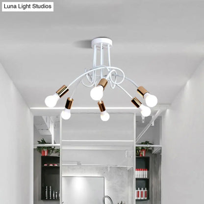 Lámpara de techo semiempotrada industrial trenzada negra/dorada DecorBites™ con bombilla expuesta - 3/5/6 luces, luminaria metálica